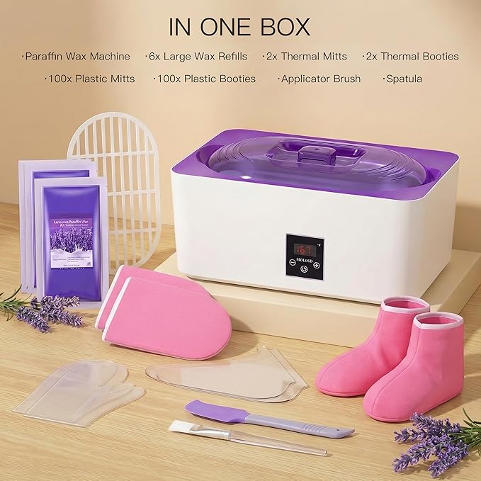 Paraffin Wax Machine for Hand and Feet - 4000ml Large Capacity Wax Warmer Full Kit with Gloves & Booties, Professional Hot Wax Paraffin Machine for Spa