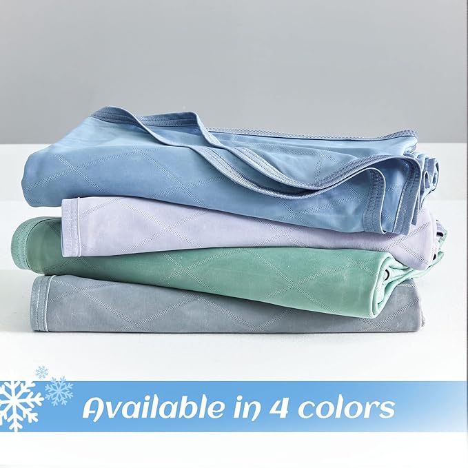Ailemei Direct 【Upgraded Fabric Cooling Blanket for Hot Sleepers, Twin/Full Size Lightweight Breathable Summer Bed Blankets, Q-Max >0.5 Jade Fiber,Keep Body Cool Hot Flashes Night Sweats,60"x90"