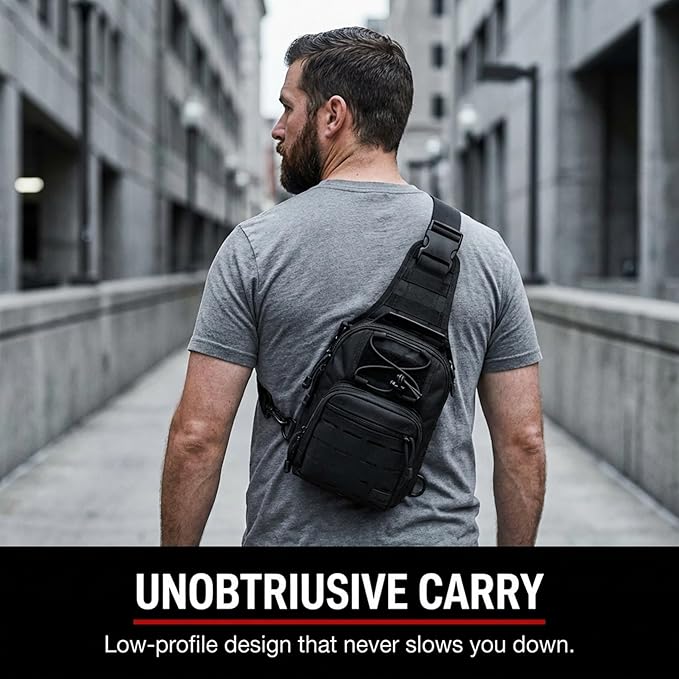 WOLF TACTICAL EDC Sling Bag - Concealed Carry Shoulder Bag for Range, Travel, Hiking, Outdoor Sports