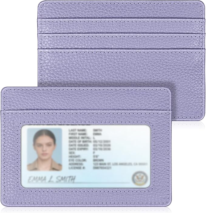 FINTIE Slim Minimalist Front Pocket Wallet, RFID Blocking Credit Card Holder Card Cases with ID Window for Men Women, Lilac Purple