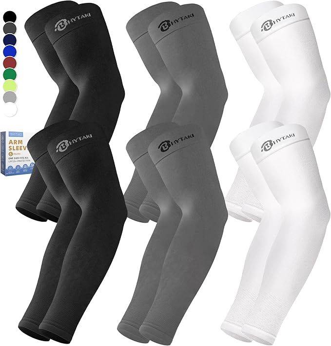 BHYTAKI Cooling Compression Arm Sleeves for Men Women,UPF50 UV Sun Protection Sleeves for Work Sport Tattoo Cover Up