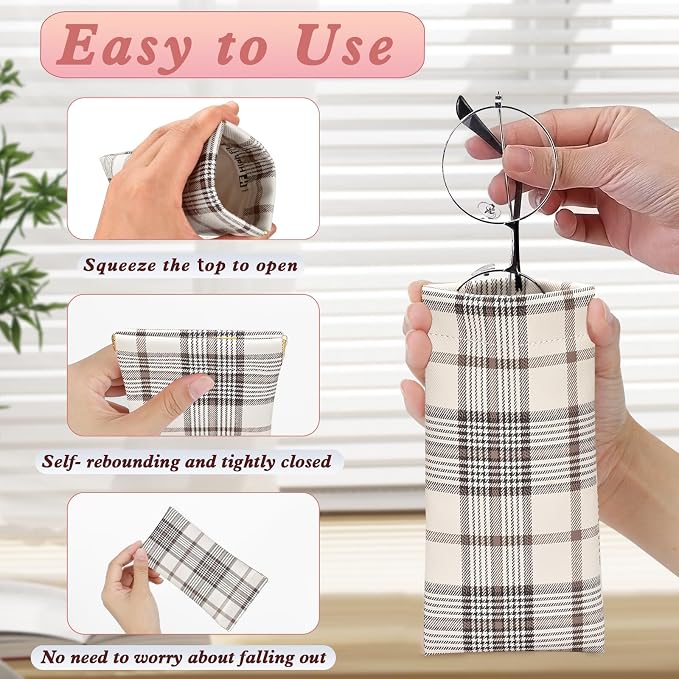 eyeglasses bag Soft Glasses bag, Portable Squeeze Top Sunglasses Case Travel for Women Girls