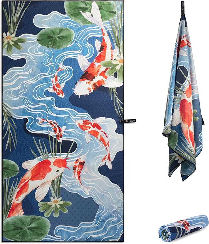 Travel Towel – Packable, Lightweight, Quick-Dry, Fade Resistant, Sand-Repellent – Soft Microfiber Towel for Travel, Backpacking, Beach, Pool, Outdoors – Double-Sided Print – 60” x 30”