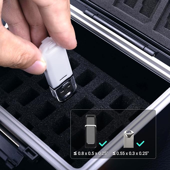 53 Slots USB and SD Card Case for 18 Flash 8 Mini Driver 9 SD and 18 TF Card, USB Drive Case Hard, Shockproof Water-Resistant, Pen Flash Thumb Drive Storage Organizer