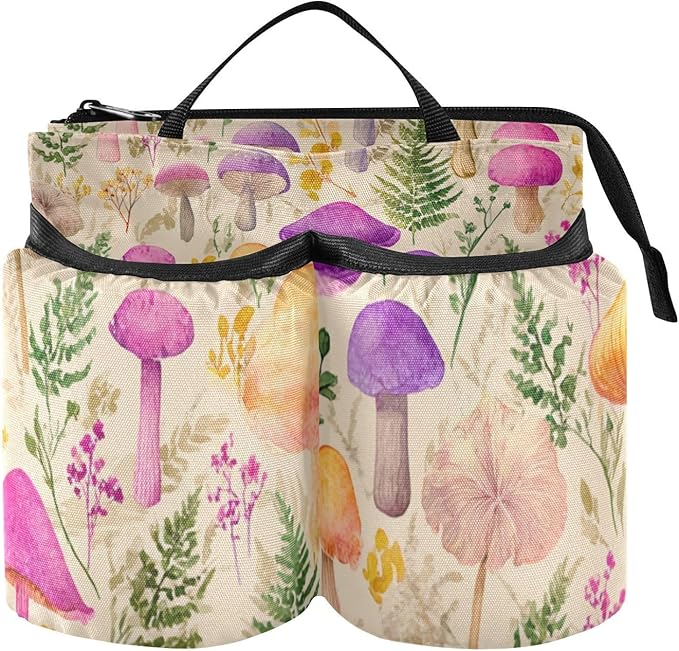 Luggage Cup Holder for Suitcases Free Hands Suitcase Cup Holder Travel Luggage Drink Holder Portable Luggage Cup Caddy Bag Carrier with Handle Mushroom Colorful Pattern