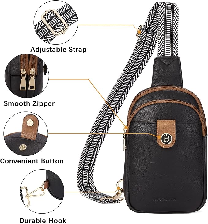 BOSTANTEN Sling Bag Crossbody Bags for Women Trendy Crossbody Purse Leather Chest Bag