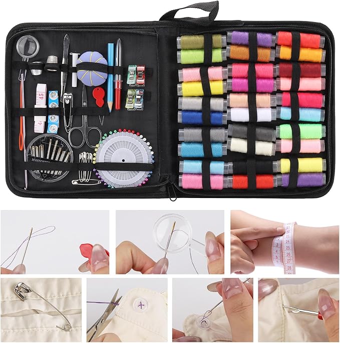 acDesign Sewing Kit for Adults, 131pcs Portable Hand Needle and Thread Kit for Sewing, Essential Sewing Supplies and Accessories for Adults, Beginner, Home, Travel