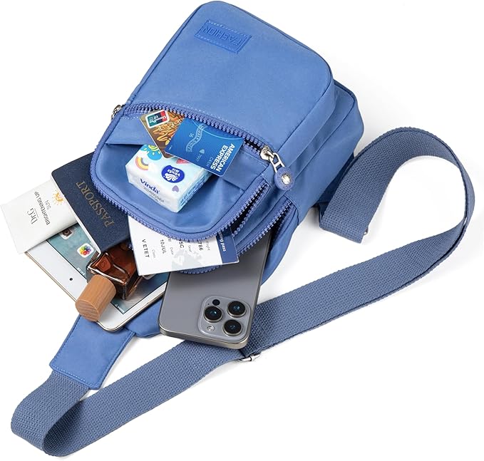 Banelu Small Sling Backpack Crossbody Bags for Women Men, Small Sling Bag Cross Body Bag Fanny Packs Crossbody Purses - Blue