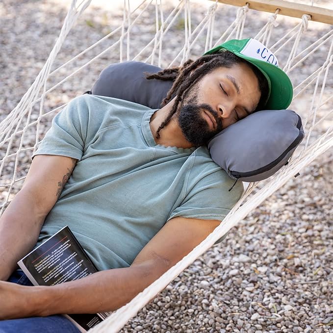 HEST Pro Travel Pillow - 3-in-1 Neck, Body, and Small Travel Pillow - Adjustable Fill for Custom Comfort - Portable and Compact Design - Memory Foam with Washable Cover