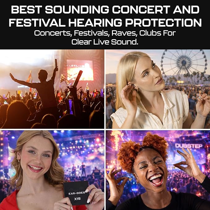 X15 High Fidelity Earplugs – Reusable Hearing Protection with Two Sizes – Concerts, Festivals, Musicians, and Motorcycles – 15 dB Noise Reduction – Premium Sound Quality