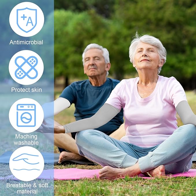 Janmercy 8 Pairs Elderly Skin Thin Protector Sleeves Bruise Abrasions Protective Arm Sleeve