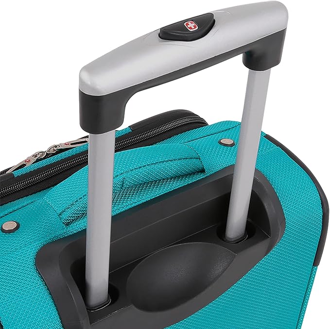 SWISSGEAR Sion Softside Expandable Spinner Luggage Durable Lightweight Travel Suitcase, Teal, Carry-On