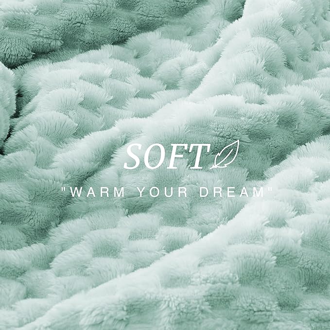 EXQ Home Gentle Soft Fleece Throw Blanket – Cozy Lightweight 3D Imitation Turtle Shell Jacquard Blanket for Couch Bed – All-Season Warm Fuzzy Flannel Blanket for Women Mom Her Gifts(50"x60",Aqua)