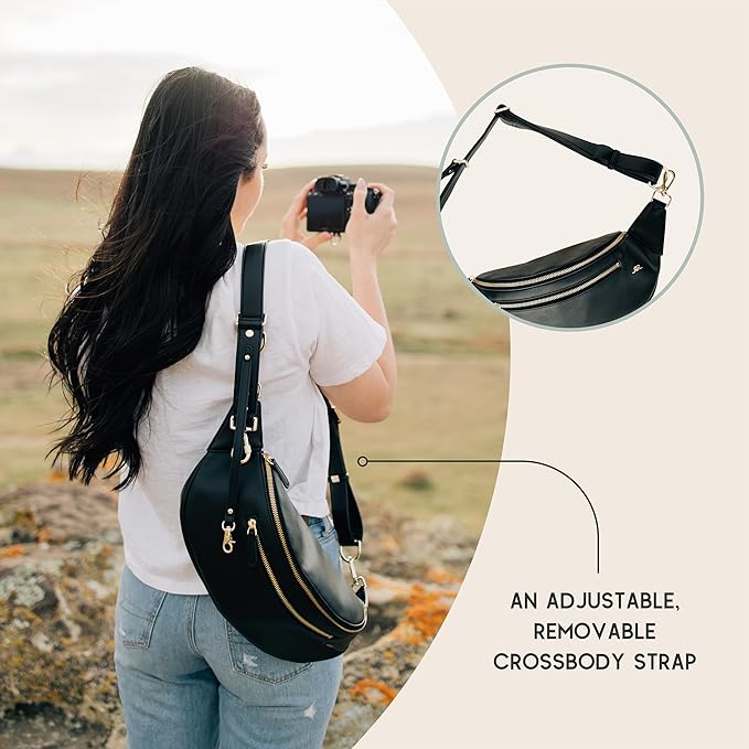 The Sidekick Camera Bag – Compact, Vegan Leather, Hands-Free Crossbody with Protective Suede Interior, Gray