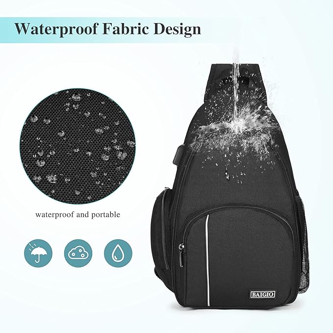 BAIGIO Camera Sling Bag Small Camera Backpack for Photographers,Water-resistant Camera Crossbody Bag Travel Caemra Backpack for DSLR SLR Mirrorless Camera