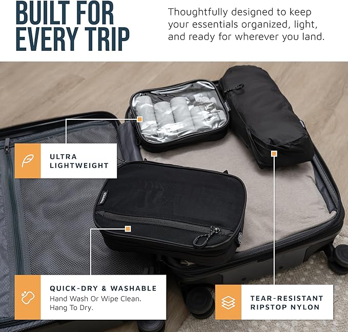 Toiletry Bag Kit Set: Hanging Travel Toiletry Bag + 311 TSA Cosmetic Liquid Bag + Ultralight Accessory Organizer Pouch