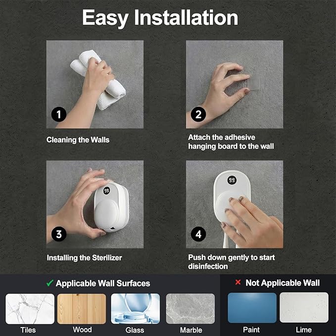UV Toothbrush Sanitizer Holder Wall Mounted for Bathroom, Travel Toothbrush Case Design, Electric Toothbrush Holder with UVA+UVC Light & Fan Drying, USB Rechargeable Toothbrush Cleaner