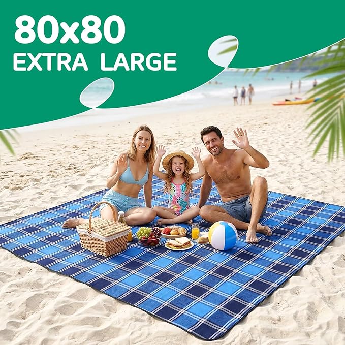 Waterproof Beach Blanket Picnic Outdoor Camp Mat Towel Family Beach Trip Essentials Summer Vacation Must Have Travel Accessories Lake Day Necessities Stuff Supplies Item Gadget Dad