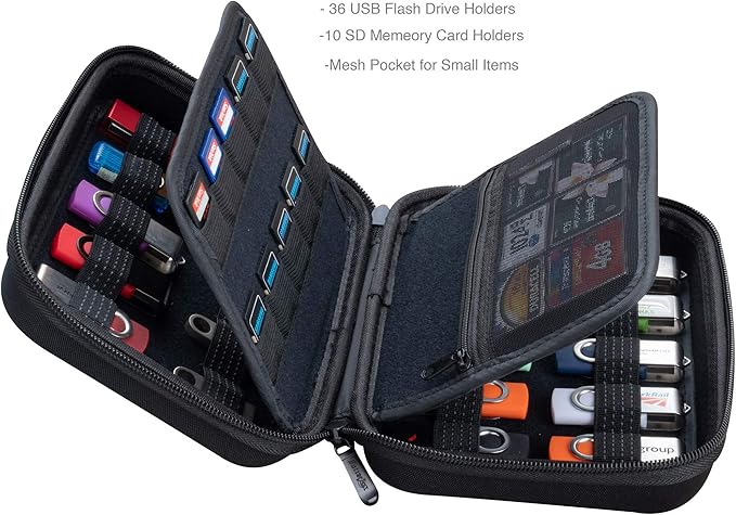 ButterFox Large Capacity 36 USB Thumb Flash Pen Drive Storage Holder/Memory Card SD Card Holder Case/Universial Electronic Accessories Organizer - Medium