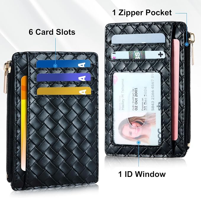 Tipmile Business Credit Card Holder for Men, Slim RFID Blocking Wallet, Small Minimalist Pocket Wallet, Mens Gift, Woven Black