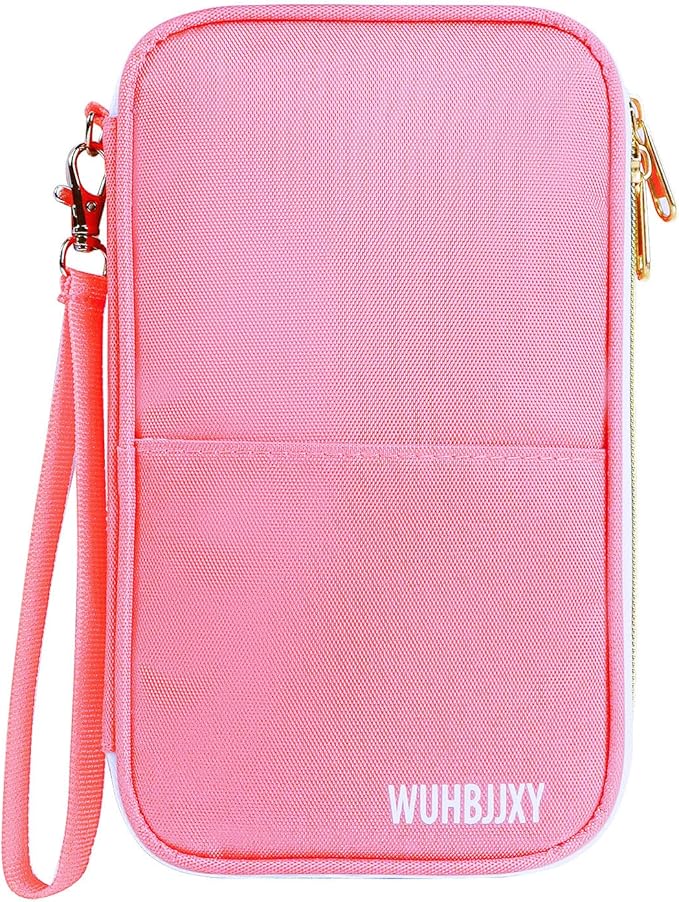 Valuable Practical, RFID Family Passport holder, Travel Wallet (Pink), Travel Document Organizer, Passport Bag, Three-layer Design,Strong Storage Capacity