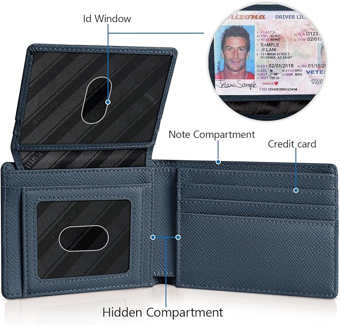 RUNBOX Wallet for Men -Slim Rfid Leather Mens Bifold Novelty Wallets 2 ID Window With Gift Box Men's Accessories | Slim