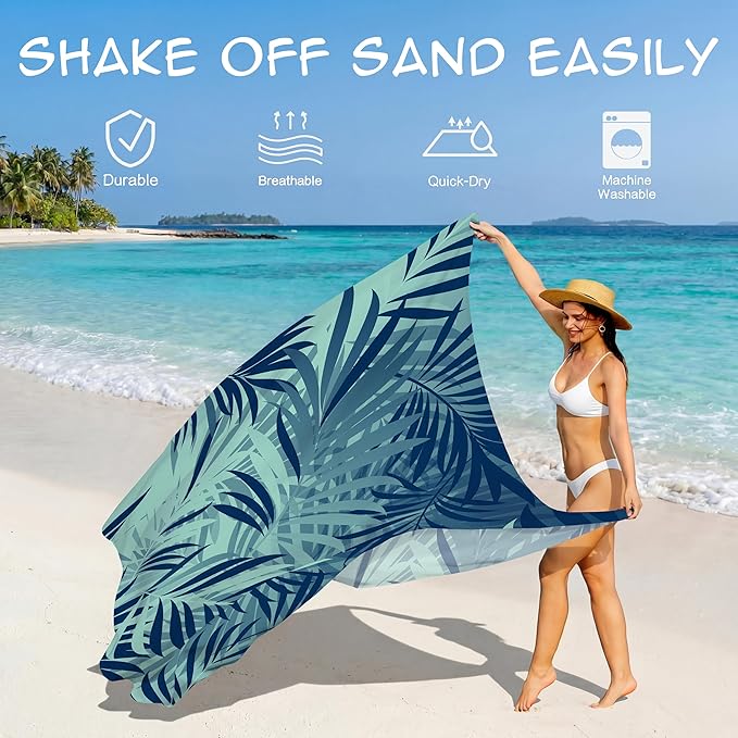 Aroveea Beach Blanket Waterproof Sandproof 1-7 Adult Oversized 78''X81''/10'X9' Lightweight Durable Compact Sand Free Beach Mat for Travel Camping Hiking Picnic Blanket