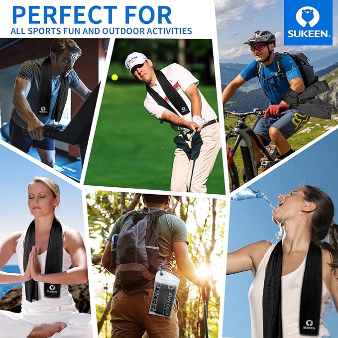 Sukkeen Chilly Towel(40"x12") for Neck & Head, Soft & Breathable - Cold Towel for Yoga, Golf, Gym & More