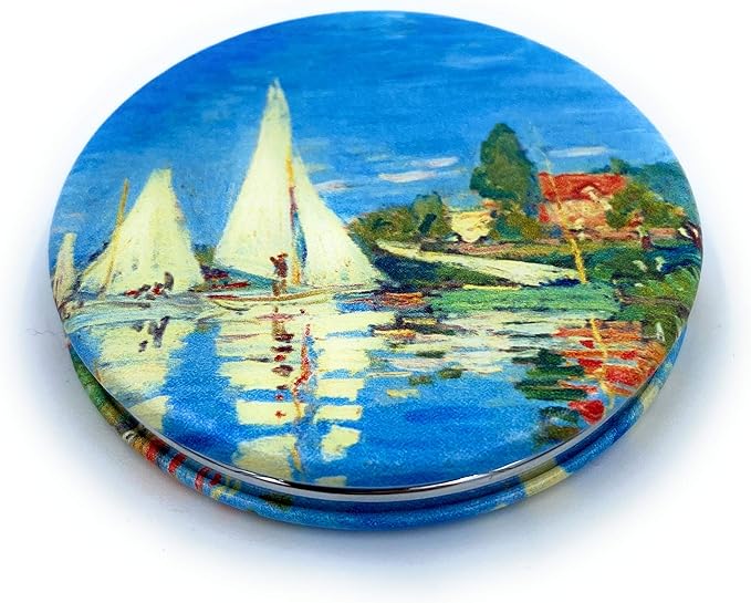 Small Compact Mirror for Men Small Bag Mirror Lightweight Portable Mirror Hand Mirror Claude Monet Sea Argenteuil Birthday Gift for Friend