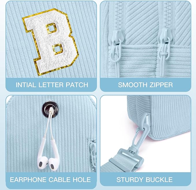 Viverte Small Corduroy Sling Bag Initial Crossbody Bag Fanny Pack for Girls Personalized Birthday Gifts for Teen Girls Gifts