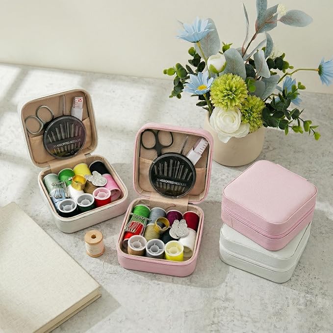 Portable Sewing Kit for Adults, Travel Sewing Supplies with Needles, Thread, Scissors, Zipper Repair Kit, Mini Emergency Sewing Set for Home, Office, Beginner & on-the-Go Repairs (Black)