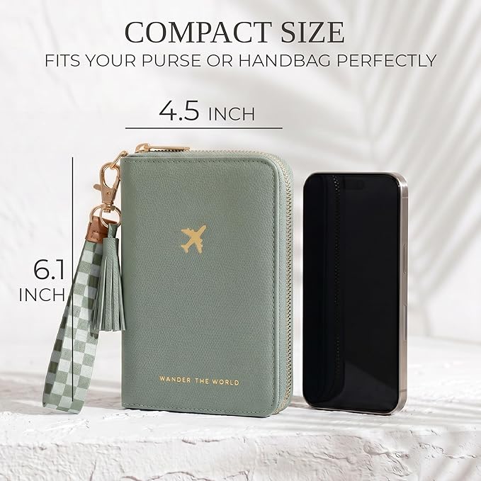 Beautiful Passport Holder for Travel with Wristlet Strap - All-in-One Wallet for Women with Card Slots and Tassel Keychain - Perfect RFID Blocking Case to Keep Your Travel Documents Organized & Safe