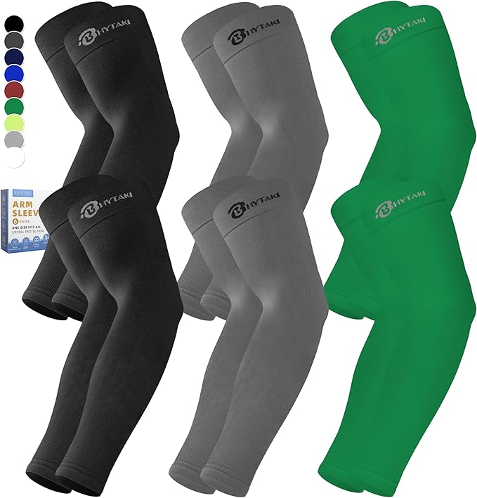 BHYTAKI Cooling Compression Arm Sleeves for Men Women,UPF50 UV Sun Protection Sleeves for Work Sport Tattoo Cover Up
