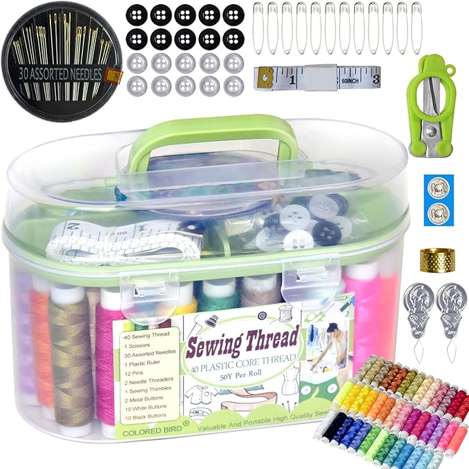40 Spools of Sewing Thread,Gift Box Portable Basic Sewing Repair Kits (Green)