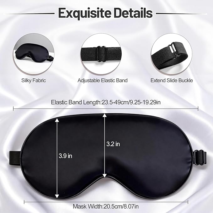 spacepower Sleep Mask, Silk Eye Mask for Sleeping with Adjustable Strap, Blindfold Eyeshade for Men & Women, Comfortable & Soft Eye Cover Eyeshade for Night Sleep（Black&Light Pink&Purple）