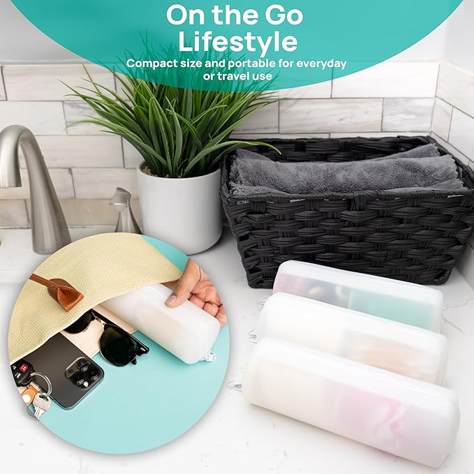 Cotton Round Swab Travel Case, 2 in 1 Portable Hair Accessories Organizer, Hair Tie Organizer, Hair Tie Holder, Bobby Pin Holder, Travel Qtips Case, Purse Organization, Floss Holder (Cloud Grey)