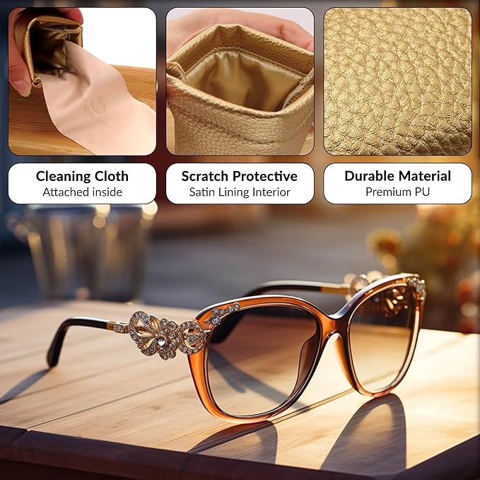 Soft Sunglasses case | Large Glasses Case Holder - Eyeglass Pouch Squeeze Top | Glasses pouch Lightweight Extra Layers