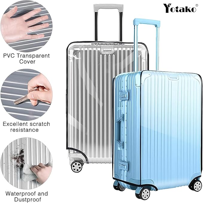 Yotako Clear PVC Suitcase Cover Protectors 28 Inch Travel Luggage Cover for Wheeled Suitcase 28''