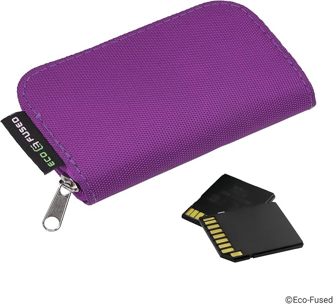 Eco-Fused Memory Card Case - Fits up to 22x SD, SDHC, Micro SD, Mini SD and 4X CF - Holder with 22 Slots (Purple & Grey / 22 Slots - 2 Pack)