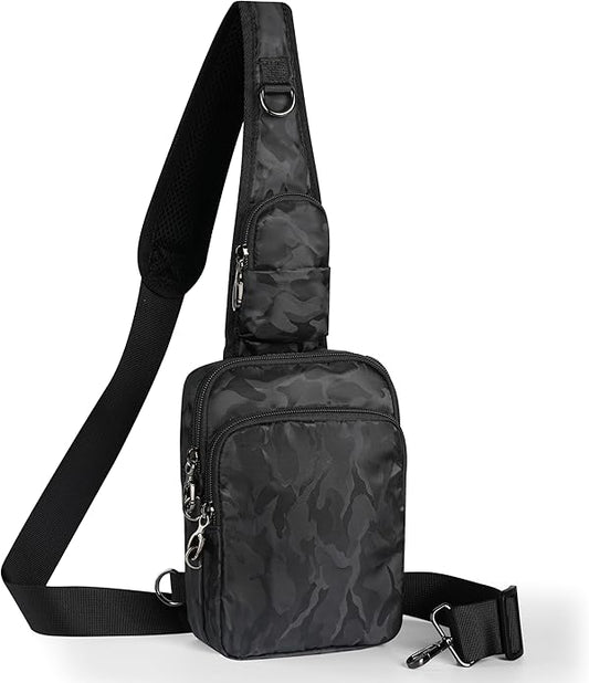 Sling Bag, Crossbody Bag with Zipper Lock, RFID & Water Resistant for Women and Men Small Chest Bag for Travel Casual