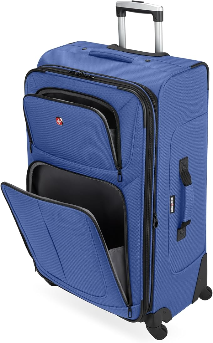 SWISSGEAR Sion Softside Expandable Spinner Luggage Durable Lightweight Travel Suitcase, Regatta, Checked-Large