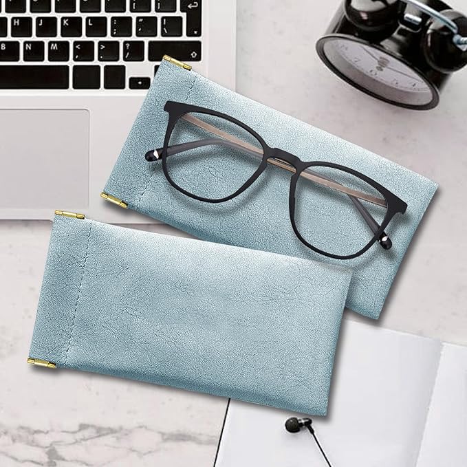 Sunglass Case 3 Pack Portable Antiscratch Leather Waterproof Squeeze Top Soft Eyeglass Cases Pouch