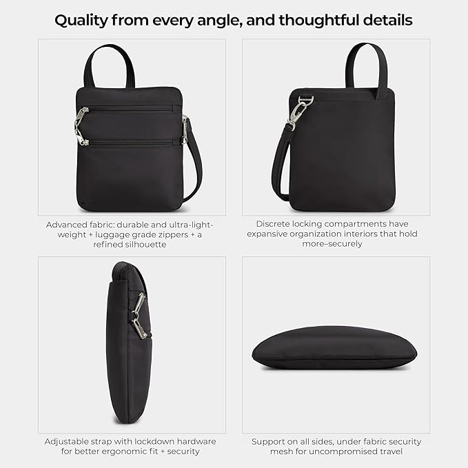 Travelon Anti-theft Classic Slim Double Zip Crossbody