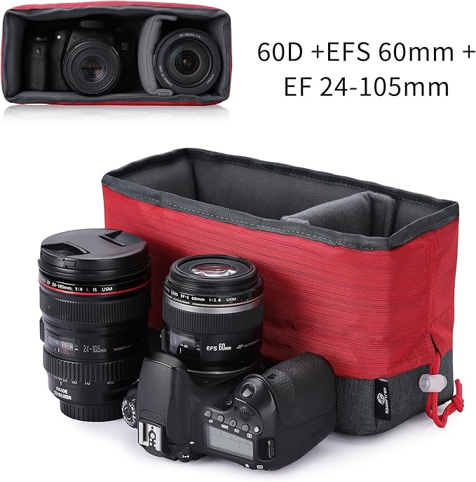 Koolertron Waterproof DSLR Camera Bag with Removable Insert, Adjustable Compartments, Fits in Camera Bags - Protective Case for DSLR/SLR Cameras & Accessories
