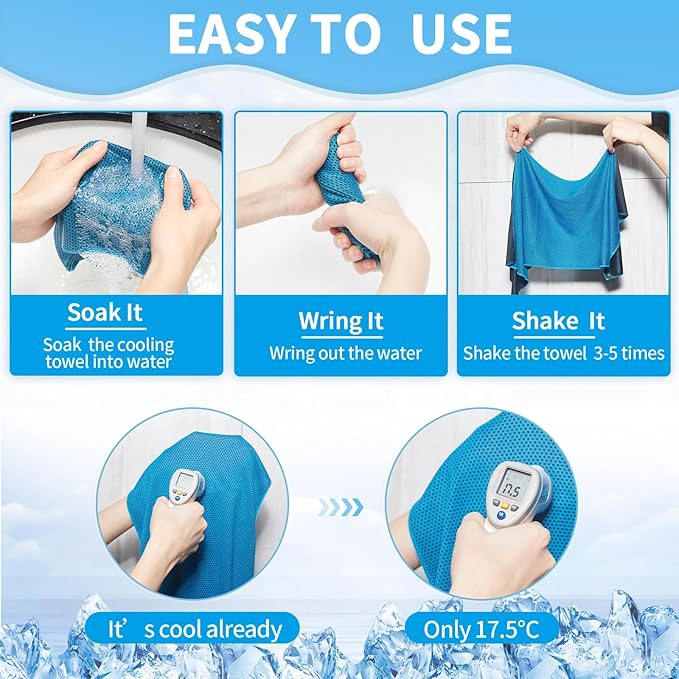 Honoson 10 Pcs Cooling Towel Bulk - Neck & Face Cool Chilly Towels Microfiber Breathable Sport Sweat Rag for Gym, Yoga, Travel, Camping, Running, Outdoor (Vivid Colors)