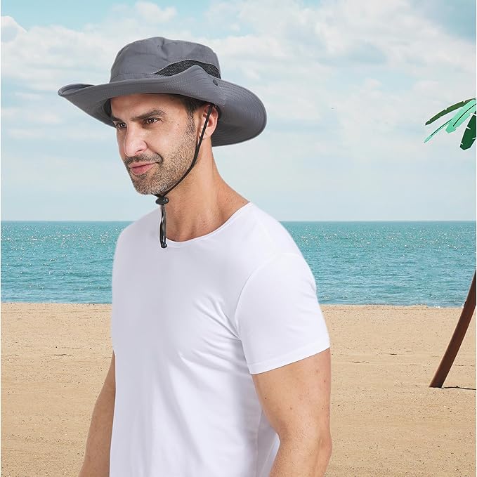 PFFY Sun Hats for Men Women Wide Brim Bucket Hat UPF 50+ Outdoor Beach Hiking Fishing Hat