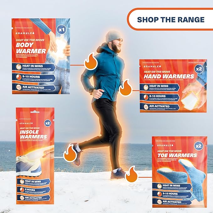 Bramble - Adhesive Body Warmers (40 Pack) - Ultra-Thin Stick-On Patches for Targeted Warmth - Air-Activated & Odour-Free - Up to 10 Hours of Heat