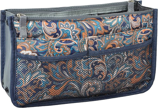 Vercord Purse Organizer Insert for Handbags Bag Organizers Inside Tote Pocketbook Women Nurse Nylon 13 Pockets Splash Wave Large