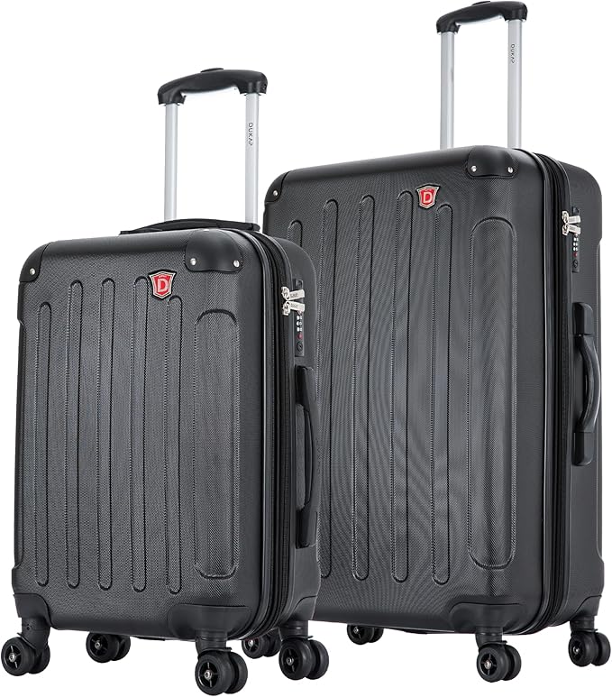DUKAP INTELY Hardside Luggage Set with Spinner Wheel | Spacious Traveling Suitcase, Travel Suitcases with TSA Lock and Ergonomic GEL Handle | 2 Piece Set (20"/28") | Black