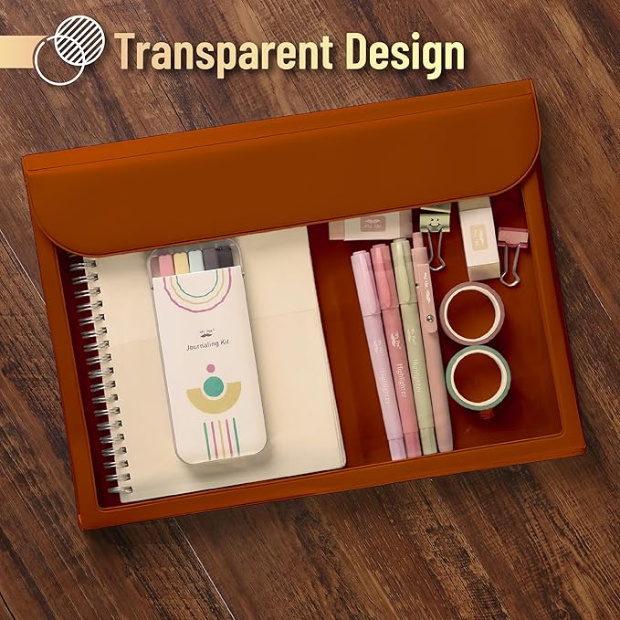 Mr. Pen- File Folder, Brown, Letter Size, Clear Plastic Folders for Documents